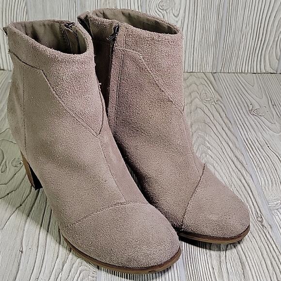 Toms Taupe Leather Ankle Boots Womens Size 7 - Picture 9 of 14